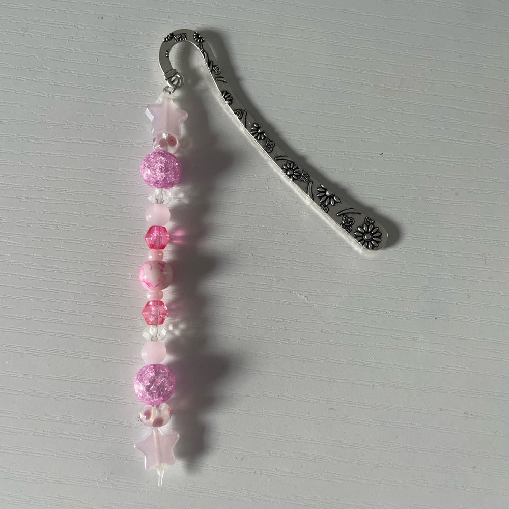 Handmade Pink Beaded Bookmark